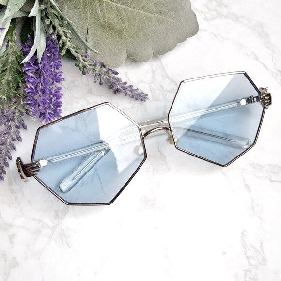 Accessories - Fashion Oversized Sunglasses Pearls Nose Pads